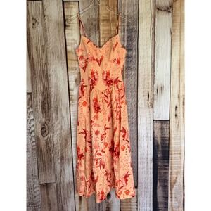 House of Harlow Dress Linen Blend Tropical Bird Maxi Resort Vacation Boho Small